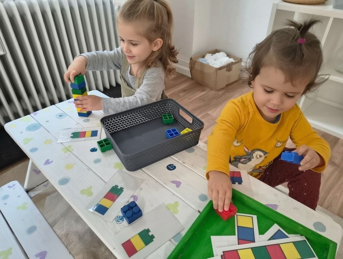 Kinder beim gemeinsamen Bauen