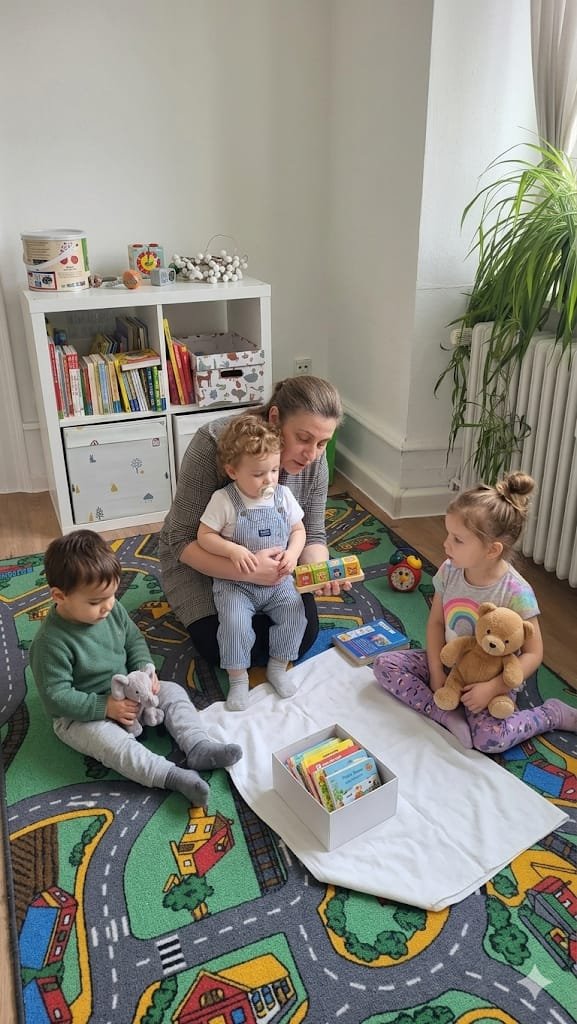 Tatjana mit Kindern beim Vorlesen